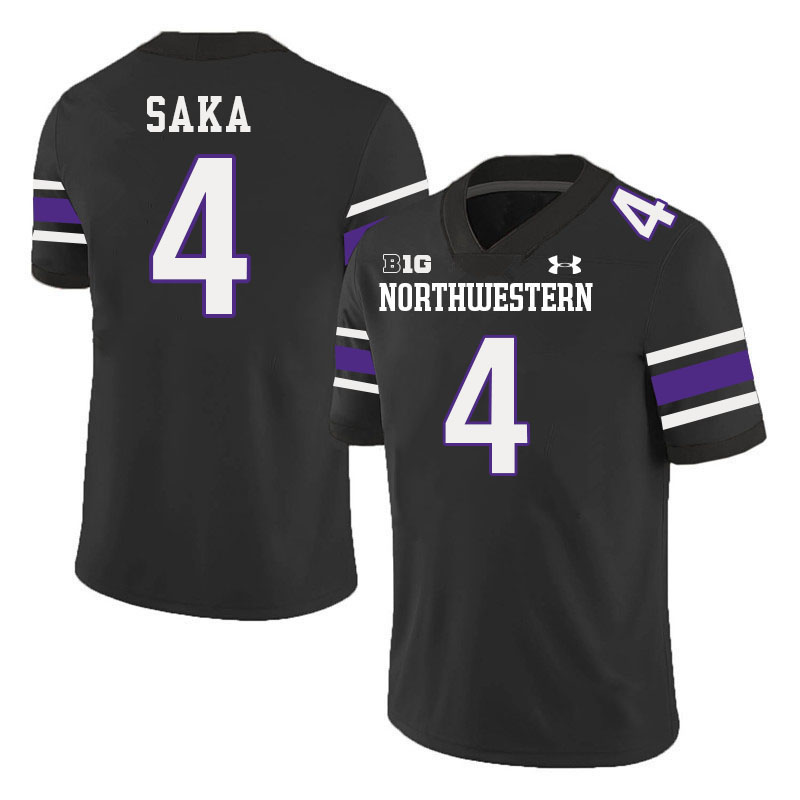 Northwestern Wildcats #4 Anto Saka College Football Jerseys Stitched-Black